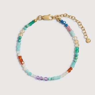 Monica Vinader Gold Freedom Mini Multi Gemstone Beaded Bracelet Freedom Stones