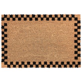 Beliani Felpudo De Fibra De Coco Antideslizante 40 X 60 Cm Con Base De Pvc Motivo Liso Beige/negro Sagada
