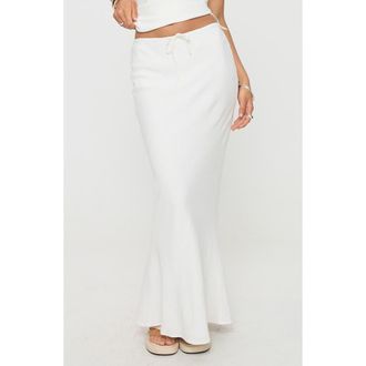 Princess Polly Mercer Low Rise Linen Blend Midi Skirt in White at Nordstrom, Size 10