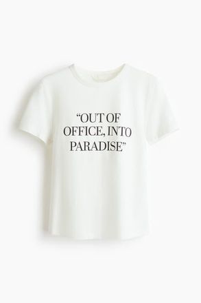 H&M Printed Viscose-blend T-shirt in White/out Of Office at Nordstrom, Size X-Small
