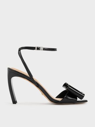 Charles & Keith Lu Patent Leather Bow Blade-Heel Sandals