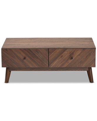 Design Studios Hartman Mid-Century Modern Walnut Brown Finished Wood Coffee Table