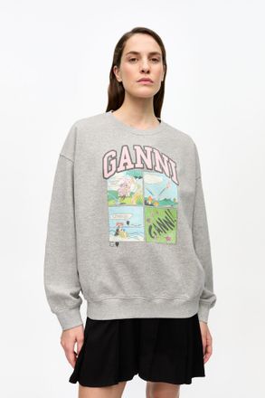 Ganni Grey Isoli Oversized Sweatshirt - Size 2XL/3XL Cotton