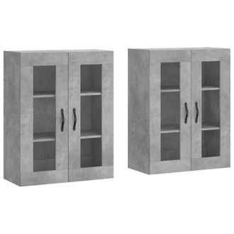 vidaXL Vidaxl - Armadietti A Parete 2 Pz Grigio Cemento In Legno Multistrato