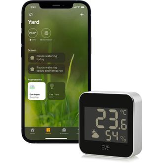 EVE Weather (Apple Home) - Stazione meteo connessa, monitorare temperatura, umidit&agrave; e pressione barometrica, tendenza del tempo, impermeabilit&agrave; IPX4