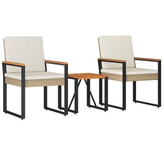 vidaXL Juego De Muebles De Exterior 3 Pcs Beige Y Blanco Crema Vidaxl