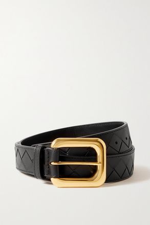 Bottega Veneta Cintura In Pelle Con Motivo Intrecciato - Nero