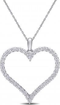 Allurez Round Cut Lab Grown Diamond Heart Pendant 14K White Gold (1.14ct)