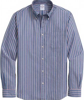 Brooks Brothers Mens Friday Poplin Stripe Shirt In Mazarine Blue