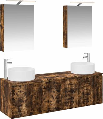 vidaXL Juego De Muebles De Ba&ntilde;o 5 Uds. Roble Ahumado Vidaxl