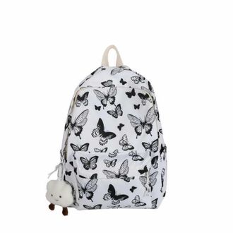 Generic School Backpack Cute Butterfly Bookbag School Bag With Cute Aesthetic Backpack For Women High School Girl Backpack (White, One Size)