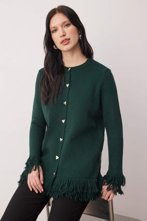 Trendyol Modest Dames Groen Effen Lang Loszittend Modest Vesten