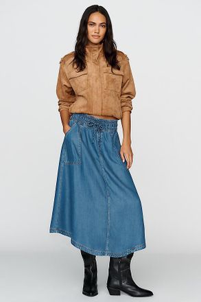 Pilcro Drapey Pull On Midi Skirt