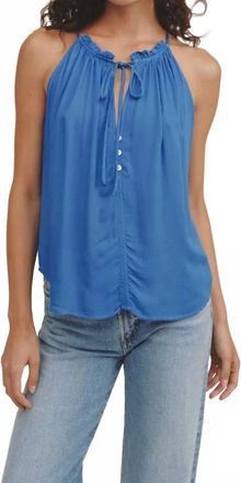 Bella Dahl Womens Ruffle Neck Halter Top In Blue Lagoon