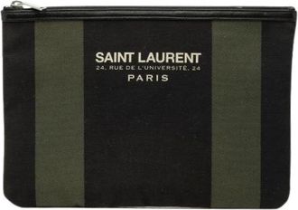 Saint Laurent Pre-owned Clutches, female, Black, Size: ONE SIZE Pre-owned Canvas Clutch