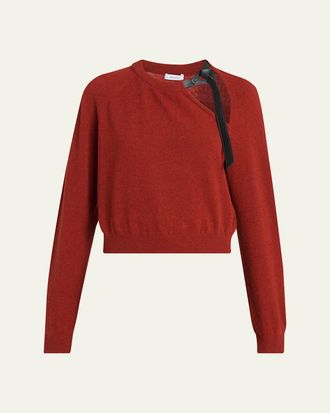 Ferragamo Leather-Strap Cutout Cashmere Sweater