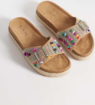 Simmi London Simmi London - Mandy - Sandali color cuoio con fibbia singola e perline-Marrone