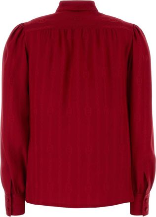 Gucci Silk Tie-Neck Shirt - Red