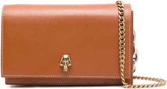 Alexander McQueen skull-appliqué leather crossbody bag - women - Calf Leather - One Size - Brown