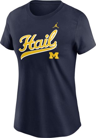 Nike Jordan Michigan Athletic Prep Arch Local Script Nike Womens College T-Shirt in Blue | NKAF41SMWN-LN2