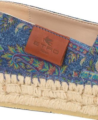 Etro Womens Espadrilles Blue Cotton Flat Shoes