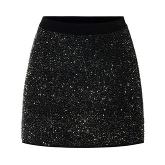 Elisabetta Franchi Knit Skirt with Sequins - female - Elisabetta Franchi - Short Skirts - Black - S - Skirts
