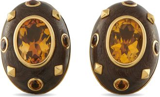 Luxury Bazaar 18K Yellow Gold Citrine and Trianon Wood Earrings MF02-112425