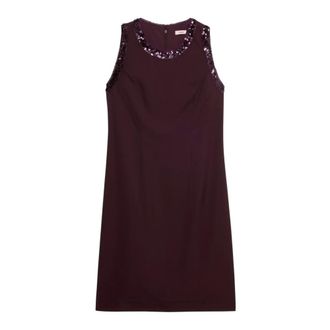 Oltre Kleedjes, Dames, Paars, 4Xl, Pailletten, Kokerjurk met paillettenrand