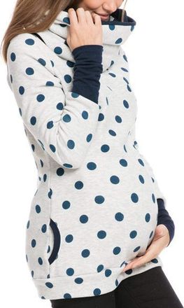 Generic Breastfeeding Tops Cotton Long Sleeve Maternity Nursing Layering Top for Women, Breastfeeding Shirts (Light Grey-dot,S)