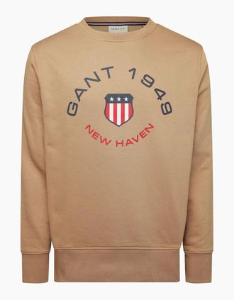 GANT Mens Graph Crewneck - Brown - Size: 40