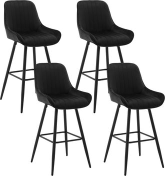 Woltu Woltu - Juego De 4 Taburetes De Bar De Cocina De Terciopelo Con Reposabrazos Tapizado Con Asiento Terciopelo Taburetes Para Cocina Restaurante Pub Neg