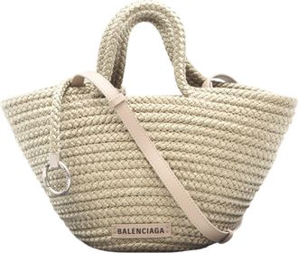 Balenciaga Beige Nylon Basket Tote Bag (Pre-Owned)
