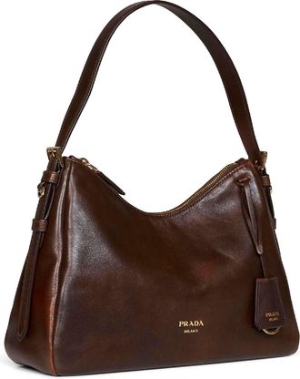 Prada Womens Handbag Explore Cocoa Brown Calf Leather Handbags Hand Bags