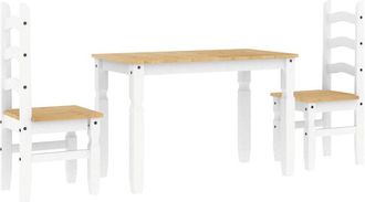 vidaXL Juego De Comedor Panama 3 Pzas Madera Maciza De Pino Blanco Vidaxl