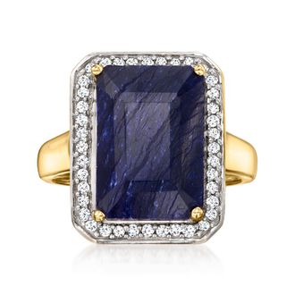 Ross-Simons Sapphire and. Diamond Ring in 14kt Yellow Gold