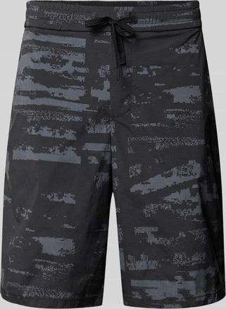 HUGO BOSS Regular Fit Shorts mit Allover-Muster Modell Globe AOP in Black, Gr&ouml;&szlig;e 46