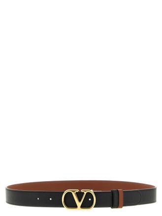Valentino Garavani Black Logo Reversible Belt
