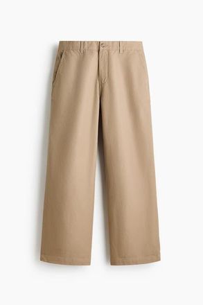 H&M Loose Fit Cotton Chinos in Beige at Nordstrom, Size 30