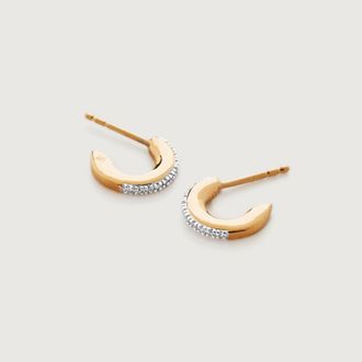 Monica Vinader Gold Fiji Small Skinny Hoop Diamond Earrings Diamond