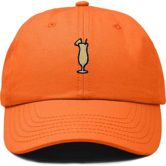 Dalix Pina Colada Embroidered Dad Cap in Orange at Nordstrom