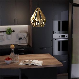 Loops Stylish Modern Gold-Coloured Pendant Light for Indoor Spaces in Gold