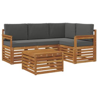 vidaXL Conjunto De Sof&aacute;s De Exterior 5 Pcs Natural Y Antracita Vidaxl