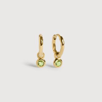 Monica Vinader Gold August Birthstone Huggie Earrings Peridot