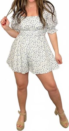 Hem & Thread Ray Of Sunshine Rayon Blend Short Sleeve Romper In White