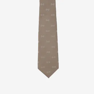 Gucci Mens Silk Tie Morsetto Print, Beige Ties & Bow