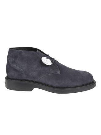 Hogan H704 Dark Leather Lace-Up Ankle Boots