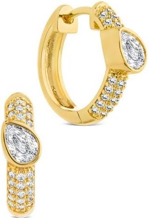 Sterling Forever Daniela Pav&eacute; Cubic Zirconia Huggie Hoop Earrings in Gold at Nordstrom Rack