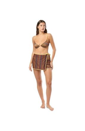 Onia Crochet Mesh Mini Wrap Skirt in Pale Gold Multi at Nordstrom, Size Medium