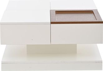 Urban Meuble Mesa de centro cuadrada blanca con bandeja