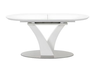 Vente-Unique Extendable Dining Table for 6 To 8 People - MDF & Stainless Steel in White